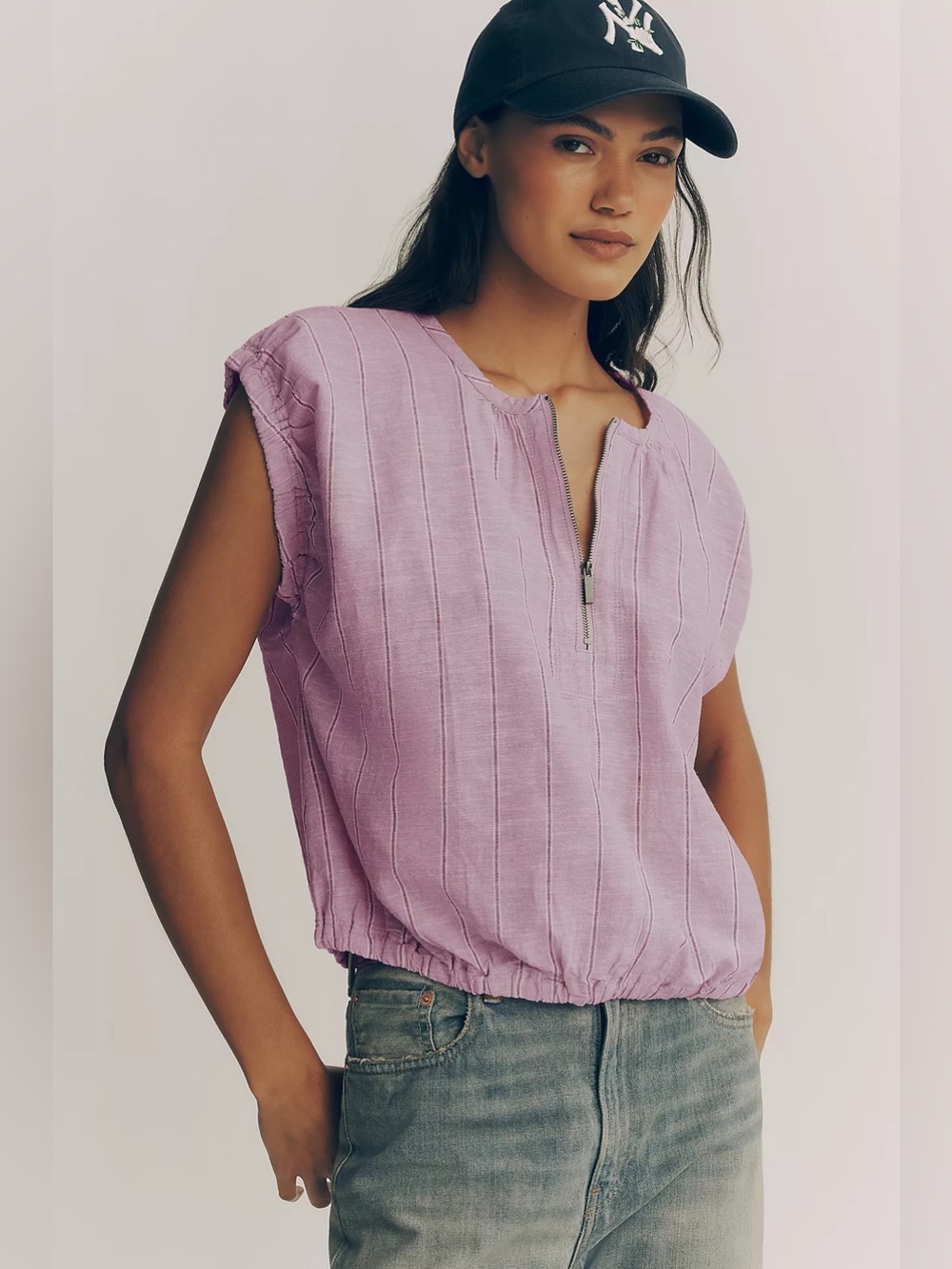 Pilcro 100% Linen Zip Front Blouse ANTHROPOLOGIE Women’s S Breathable Top